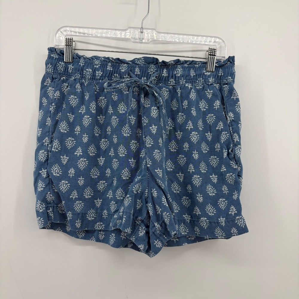 Joie Womens Medium Blue Lyocell Floral Print Paperbag Waist Casual Shorts
